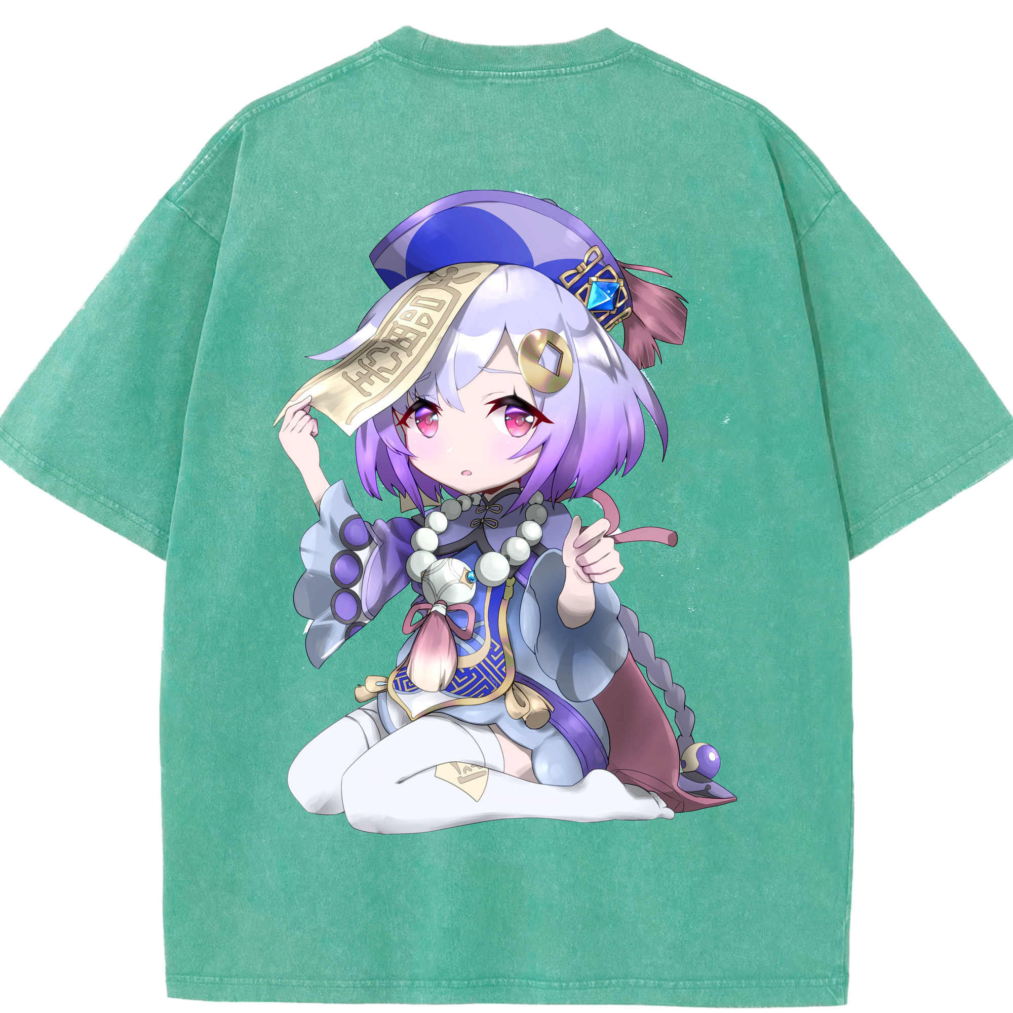 げんし神 七七 なな  genshin Nana 綿100% ヴィンテージ風 半袖Tシャツ（背面プリント）